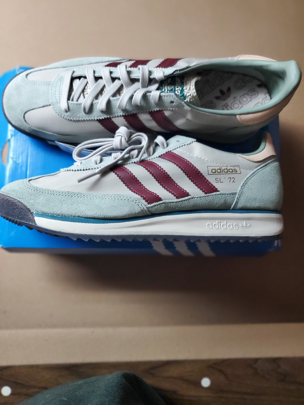 adidas SL 72 Sneakers in Mint Green and Maroon